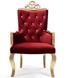 新古典餐椅子欧式休闲布艺餐椅实木带扶手椅子酒店ktv洽谈桌椅
