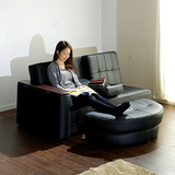 日式简约小户型沙发床组合 双人皮艺沙发床多功能客厅沙发两用