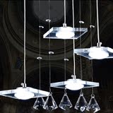 现代LED餐厅吊灯时尚创意四头吊灯简约饭厅水晶玻璃吊灯包邮