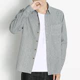 至上品质！2016秋季韩版男士竖条纹长袖衬衫纯棉休闲男装衬衣5718