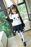 软妹学院风韩版可爱童趣少女森女激萌系日系学生熊猫加厚上衣卫衣
