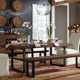 美式铁艺复古餐桌实木餐桌工业风做旧餐桌LOFT家具餐桌设计师餐桌