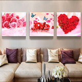 新款客厅装饰画现代无框画卧室床头画婚房墙壁挂画水晶画三联玫瑰