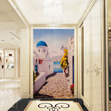 手绘油画欧式地中海风景客厅玄关过道走廊别墅装饰画竖版壁挂画