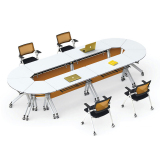 商业办公家具折叠洽谈桌会议桌椅组合椭圆形圆桌学生桌子简约现代