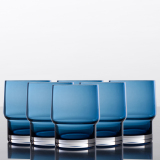 320ML蓝色玻璃杯 欧式家庭套杯 6支装圆形耐热家用水杯子夏天茶杯