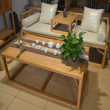 新中式功夫茶几原老榆木仿古免漆茶台现代简约实木茶桌椅家具