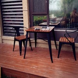 餐厅户外靠背桌椅组合庭院复古美式实木家具咖啡厅主题厅餐休闲桌