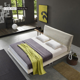 可拆洗布艺床简约现代小户型布床1.5米/1.8米双人床北欧实木布床