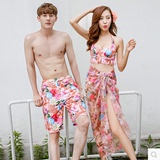 韩国女泳装小胸聚拢分体遮肚显瘦沙滩裤情侣三件套温泉比基尼泳衣