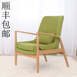 实木沙发椅子单人布艺高背韩式客厅新中式沙发宜家家居咖啡厅包邮