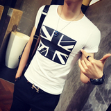 夏季韩版男装T恤 青春流行紧身修身半袖体恤印花潮牌男士短袖T恤