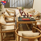 老榆木茶桌办公桌现代新中式免漆家具实木茶桌椅组合简约功夫茶台