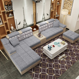 简约现代皮布沙发组合可拆洗 客厅转角户型宜家储物沙发整装包邮