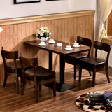 复古实木西餐厅咖啡厅桌椅组合 甜品店奶茶店蛋糕店桌椅组合批发