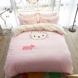 韩版粉色花边床上用品 KT贴布绣公主床裙床罩被套卡通4/四件套