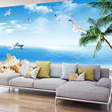北欧地中海壁画电视背景墙画大型无缝定制海洋墙纸客厅影视墙