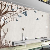 3D定制客厅卧室电视背景墙壁纸壁画简约时尚抽象树木墙纸无缝墙布