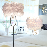 现代简约客厅落地灯宜家水晶创意羽毛落地灯卧室装饰羽毛台灯