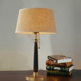 欧式台灯美式卧室床头灯创意复古书房护眼装饰拉线铁艺布艺台灯具