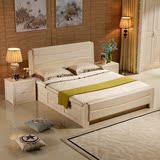 特价床全实木床榆木床1.8米白色双人床高箱储物婚床厚重中式家具