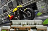 复古大型摩托车个性场景海报酒吧3d无纺布无缝墙纸壁画