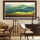 纯手绘欧式巨人山风景油画客厅沙发背景墙装饰画单幅横版有框画