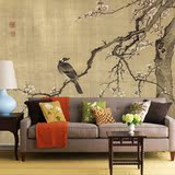 中式古典水墨花鸟壁纸客厅餐厅茶楼酒店背景墙纸怀旧复古大型壁画