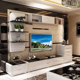 现代客厅电视柜钢化玻璃小户型电视墙柜茶几组合简约创意烤漆地柜