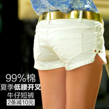 2016新款纯棉弹力短裤女士夏季外穿低腰韩版白色显瘦修身牛仔热裤
