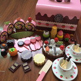 切切乐巧克力生日蛋糕下午茶 儿童过家家厨房磁性切切看木质玩具