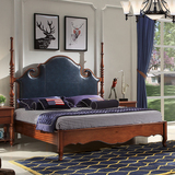 美式床全实木床白色欧式真皮双人床橡胶木1.8米公主婚床复古家具