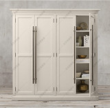 法式美式乡村复古做旧实木衣储物柜厨柜对开门衣橱四门大衣柜定制