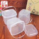 唯真批发 优质塑料方形小水桶带盖食品保鲜桶透明包装美术颜料桶