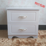 欧式烤漆床头柜简约现代象牙白色 韩式宜家床边实木柜子特价包邮