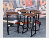 吧台桌椅 美式实木铁艺工业风 酒吧椅吧台椅子 高脚凳咖啡厅凳子