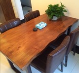 长方形餐桌铁艺实木做旧不规则边餐台办公设计书桌简约工作台原木