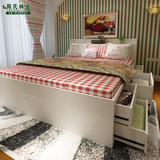 包邮现代1.8米高箱双人床1.2米1.5米单人床卧室抽屉收纳储物板床