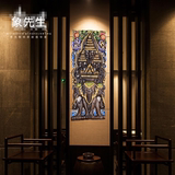 玄关装饰挂画走廊过道壁饰中式实木立体 泰国柚木立体大象雕花板