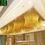 新款大型长方形酒店工程玻璃弯管灯宴会厅吸顶灯LED造型花型灯饰
