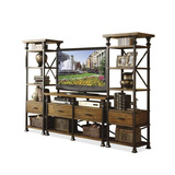 美式铁艺做旧电视柜铁艺实木客厅家具多功能架书柜带抽屉结合定做