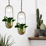 一灯北欧宜家简约入户庭院创意走廊咖啡厅水养玻璃生态植物吊灯