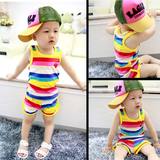 童装夏装 1-2-3-4-5周岁韩版男女宝宝儿童夏季运动纯棉背心套装潮