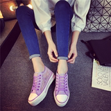 平跟透气帆布鞋女生紫色2016新款百搭学院网纱内增高板鞋低帮浅口