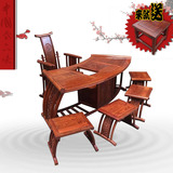 红木家具非洲黄花梨木扇形茶台中式实木古典茶桌组合功夫茶几特价