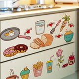 墙贴画厨房餐厅食物饮料图标小贴士冰箱贴纸墙壁装饰厨具橱柜门贴