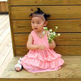 夏季薄款女童婴幼儿红色雪纺蛋糕裙子宝宝周岁礼服装公主裙连衣裙