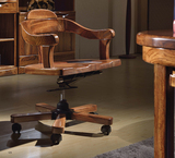 实木转椅乌金木书椅现代中式简约实木写字椅可移动电脑椅办公椅