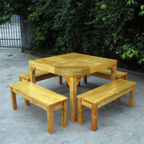 碳化大方桌实木餐桌方桌长凳组合一桌四凳组合户外休闲桌凳特价