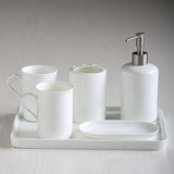 卫浴5五件套装 欧式骨瓷陶瓷洗漱卫生间用品刷牙杯漱口杯套件